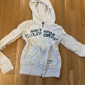 Vintage Hollister White Zip-Up Hoodie